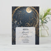 Invitation Fête des mariées céleste bleue Midnight Gold (Debout devant)