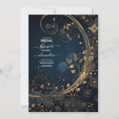 Invitation Fête des mariées céleste bleue Midnight Gold (Devant)