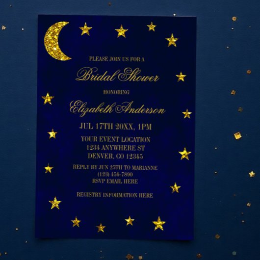 Invitation Fête des mariées céleste du ciel nocturne