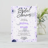 Invitation Fête des mariées céleste noire et violette (Debout devant)