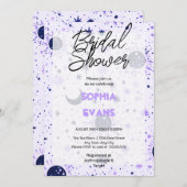 Invitation Fête des mariées céleste noire et violette (Devant / Derrière)