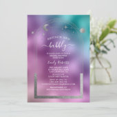 Invitation Fête des mariées céleste Turquoise cosmique violet (Debout devant)