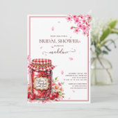 Invitation Fête des mariées cerise confiture cerise fleurs ce (Debout devant)