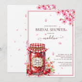 Invitation Fête des mariées cerise confiture cerise fleurs ce (Devant / Derrière)