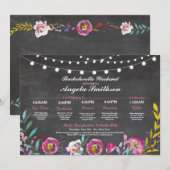 Invitation Fête des mariées Chalk Coral Itinéraire Bacheloret (Devant / Derrière)