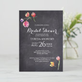 Invitation Fête des mariées, Chalkboard, Fleur de peinture à  (Debout devant)