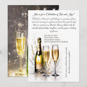 Invitation Fête des mariées Champagne Art de Dessin Lumière