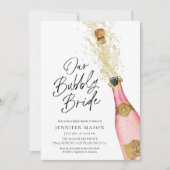 Invitation Fête des mariées Champagne Bubbly rose (Devant)