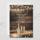 Invitation Fête des mariées champagne en tonneau rustique (Dos)
