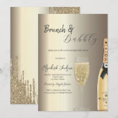 Invitation Fête des mariées Champagne en verre de Moet (Devant / Derrière)