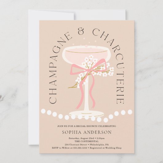 Invitation Fête des mariées Champagne et Charcuterie (Devant)