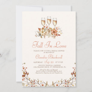 Invitation Fête des mariées Champagne Fall In Love