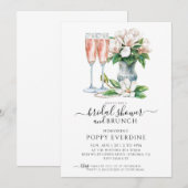 Invitation Fête des mariées Champagne Perles Et Prosecco Brun (Devant / Derrière)