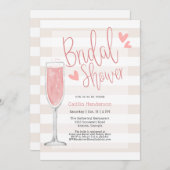 Invitation Fête des mariées Champagne rose (Devant / Derrière)