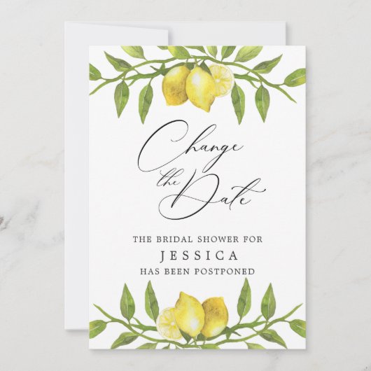 Invitation Fête des mariées Changement de plan Lemons Green (Devant)