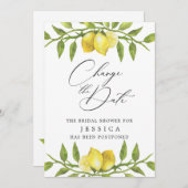 Invitation Fête des mariées Changement de plan Lemons Green (Devant / Derrière)