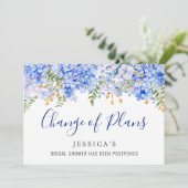 Invitation Fête des mariées Changement de plans Blue Hydrange (Debout devant)
