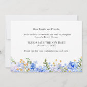 Invitation Fête des mariées Changement de plans Blue Hydrange (Dos)