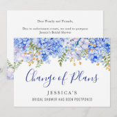 Invitation Fête des mariées Changement de plans Blue Hydrange (Devant / Derrière)