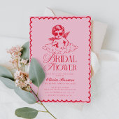 Invitation Fête des mariées Cherub rose et rouge rétro