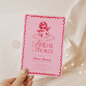 Invitation Fête des mariées Cherub rose et rouge rétro
