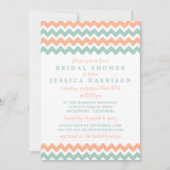 Invitation Fête des mariées Chevron Peach & Mint moderne (Devant)
