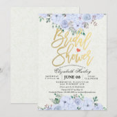 Invitation Fête des mariées Chic Aquarelle Floral Gold Script (Devant / Derrière)