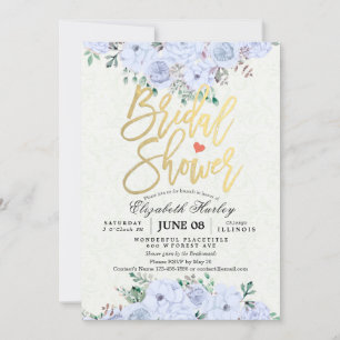 Invitation Fête des mariées Chic Aquarelle Floral Gold Script