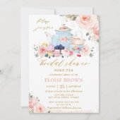 Invitation Fête des mariées Chic Blush Floral Tea Party (Devant)