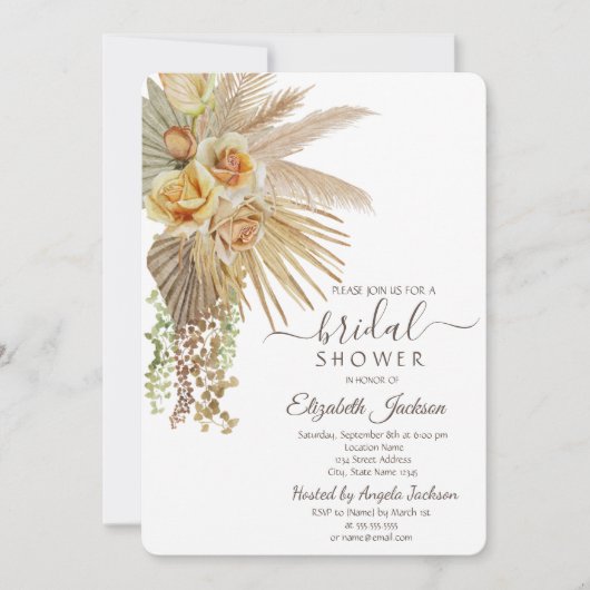 Invitation Fête des mariées Chic Boho (Devant)