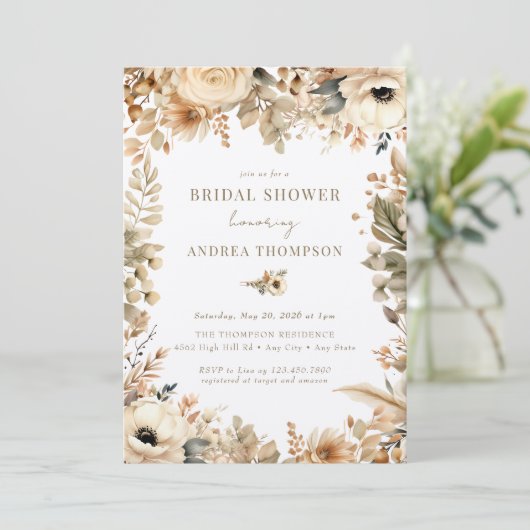 Invitation Fête des mariées Chic Boho (Debout devant)