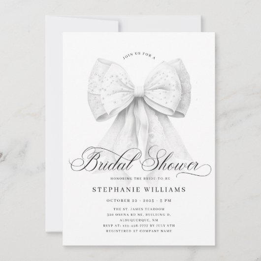Invitation Fête des mariées Chic Bow (Devant)