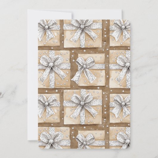 Invitation Fête des mariées chic Crème argentée Glam Bow (Dos)