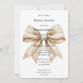 Invitation Fête des mariées chic Crème argentée Glam Bow (Devant)