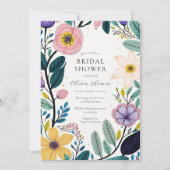Invitation Fête des mariées chic fleur sauvage (Devant)