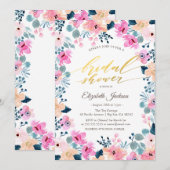 Invitation Fête des mariées Chic Garden Rose Flowers (Devant / Derrière)