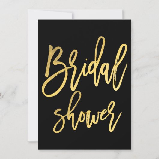 Invitation FÊTE DES MARIÉES Chic Gold Foil Black Modern Scrip (Dos)