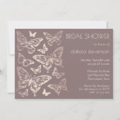 Invitation Fête des mariées chic papillon | Or Rose de cuivre (Devant)