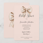 Invitation Fête des mariées Chic Peach Cream Bow (Devant / Derrière)