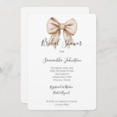 Invitation Fête des mariées Chic Peach White Bow (Devant / Derrière)