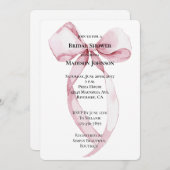 Invitation Fête des mariées Chic Pink Bow (Devant / Derrière)