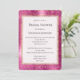 Invitation Fête des mariées Chic Pink Glam Gold Sparkle Confe