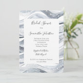 Invitation Fête des mariées Chic Silver Sparkle Waves (Debout devant)