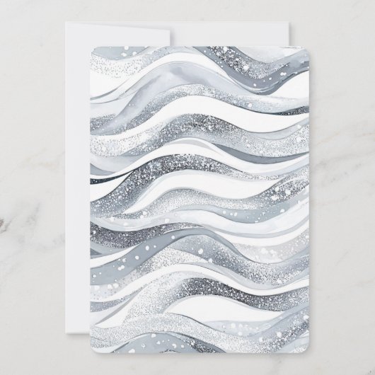 Invitation Fête des mariées Chic Silver Sparkle Waves (Dos)