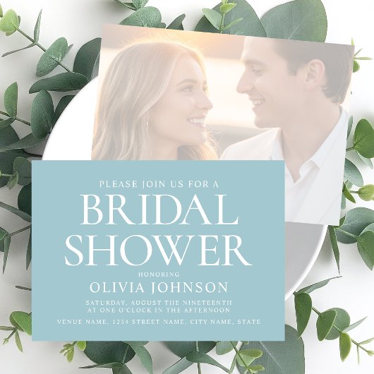 Invitation Fête des mariées chic Typographie Mariage Turquois