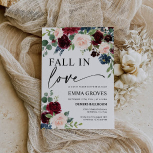 Invitation Fête des mariées Chute en Amour Boho Bourgogne Blu