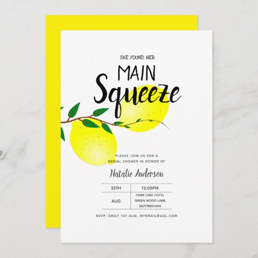 Invitation Fête des mariées Citron A Trouvé Ses Principaux In (Devant / Derrière)