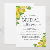 Invitation Fête des mariées Citron Aquarelle Citrus Jaune (Devant / Derrière)