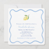 Invitation Fête des mariées Citron Bleu Et Blanc Vave (Devant)