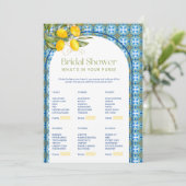 Invitation Fête des mariées citron Ce qui est dans votre sac (Debout devant)